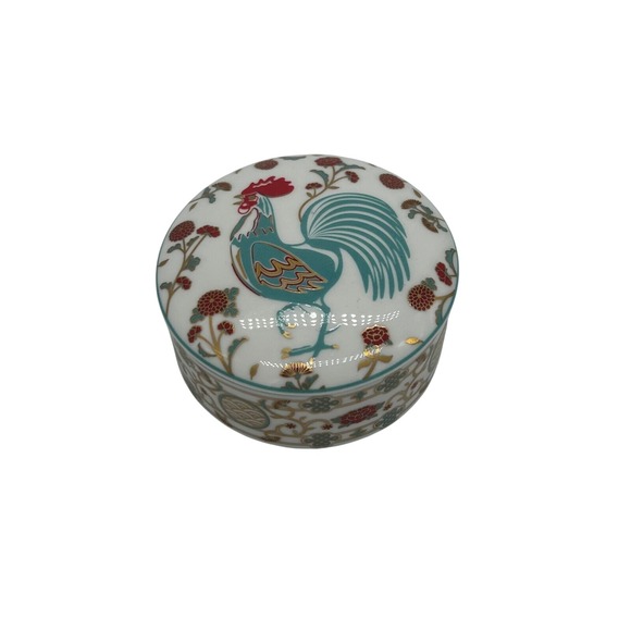 Tiffany & Co. Trinket Box Rooster Design Round Porcelain Decor Ireland - Picture 1 of 3